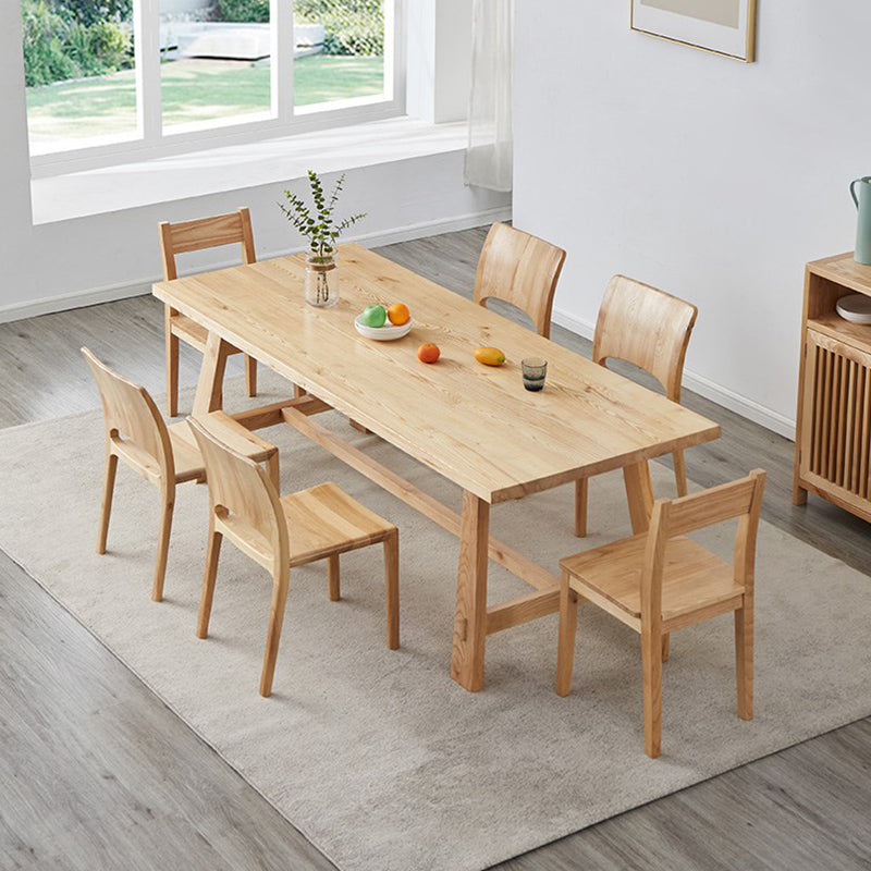 Industrial Khaki Rectangle Dining Table Standard Solid Wood Dining Table with Trestle Base Clearhalo ' dining_table' 'Dining Tables & Seating' 'Dining Tables' 'furn' 'furn_dining_table' 'Furniture' 'furniture_dining_table' 'Kitchen & Dining Furniture' 'kitchen&dining_furn' 'kitchen' 'kitchen_dining_table' 4317034