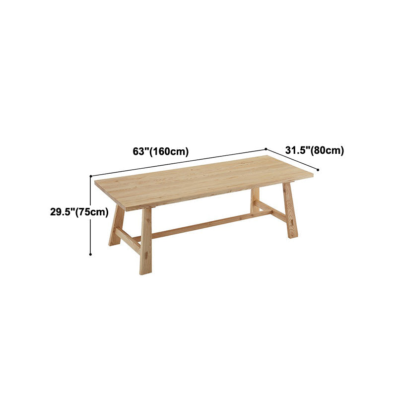 Industrial Khaki Rectangle Dining Table Standard Solid Wood Dining Table with Trestle Base Clearhalo ' dining_table' 'Dining Tables & Seating' 'Dining Tables' 'furn' 'furn_dining_table' 'Furniture' 'furniture_dining_table' 'Kitchen & Dining Furniture' 'kitchen&dining_furn' 'kitchen' 'kitchen_dining_table' 4317041