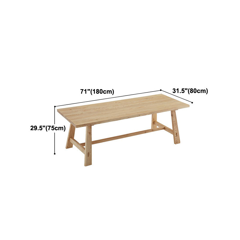 Industrial Khaki Rectangle Dining Table Standard Solid Wood Dining Table with Trestle Base Clearhalo ' dining_table' 'Dining Tables & Seating' 'Dining Tables' 'furn' 'furn_dining_table' 'Furniture' 'furniture_dining_table' 'Kitchen & Dining Furniture' 'kitchen&dining_furn' 'kitchen' 'kitchen_dining_table' 4317042