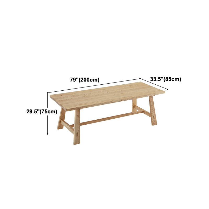 Industrial Khaki Rectangle Dining Table Standard Solid Wood Dining Table with Trestle Base Clearhalo ' dining_table' 'Dining Tables & Seating' 'Dining Tables' 'furn' 'furn_dining_table' 'Furniture' 'furniture_dining_table' 'Kitchen & Dining Furniture' 'kitchen&dining_furn' 'kitchen' 'kitchen_dining_table' 4317043