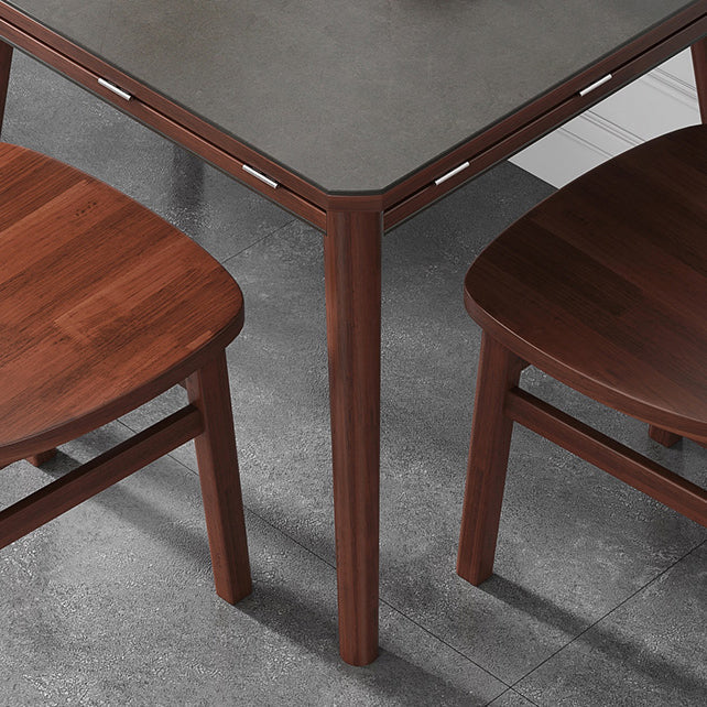 Industrial Style Dining Table Square Sintered Stone Dining Table with Wooden Base Clearhalo ' dining_table' 'Dining Tables & Seating' 'Dining Tables' 'furn' 'furn_dining_table' 'Furniture' 'furniture_dining_table' 'Kitchen & Dining Furniture' 'kitchen&dining_furn' 'kitchen' 'kitchen_dining_table' 4317064