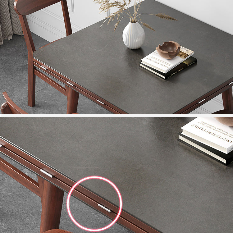 Industrial Style Dining Table Square Sintered Stone Dining Table with Wooden Base Clearhalo ' dining_table' 'Dining Tables & Seating' 'Dining Tables' 'furn' 'furn_dining_table' 'Furniture' 'furniture_dining_table' 'Kitchen & Dining Furniture' 'kitchen&dining_furn' 'kitchen' 'kitchen_dining_table' 4317065