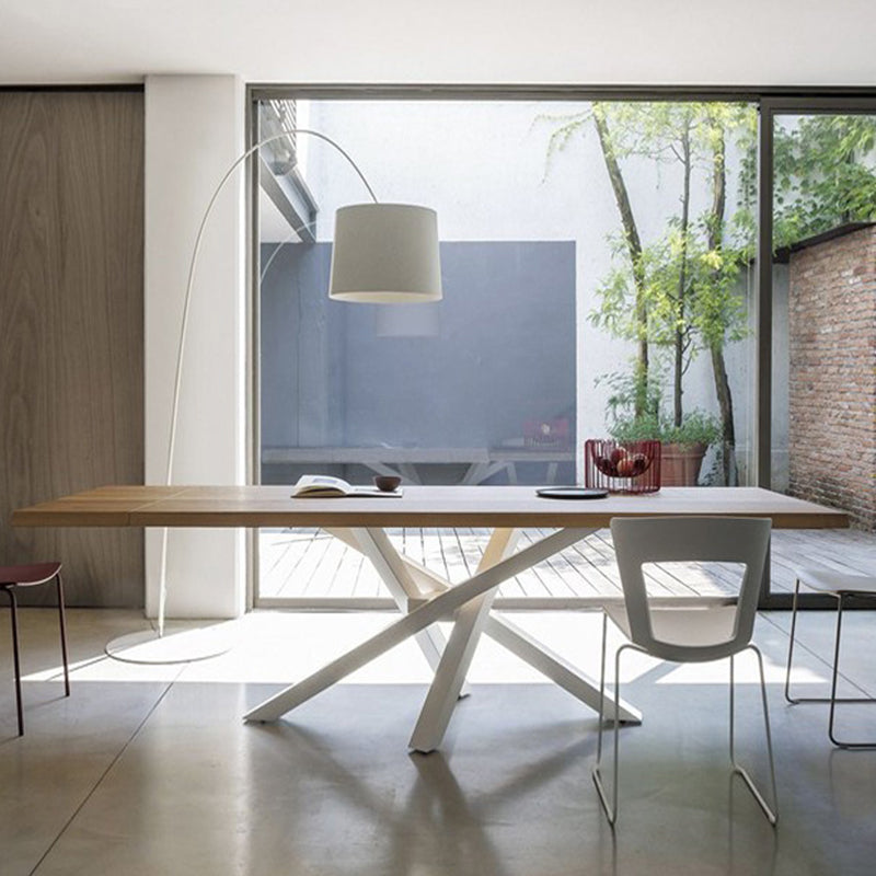 Rectangle Pine Wood Dining Table Industrial Table in Nature with Metal Pedestal Clearhalo ' dining_table' 'Dining Tables & Seating' 'Dining Tables' 'furn' 'furn_dining_table' 'Furniture' 'furniture_dining_table' 'Kitchen & Dining Furniture' 'kitchen&dining_furn' 'kitchen' 'kitchen_dining_table' 4317087