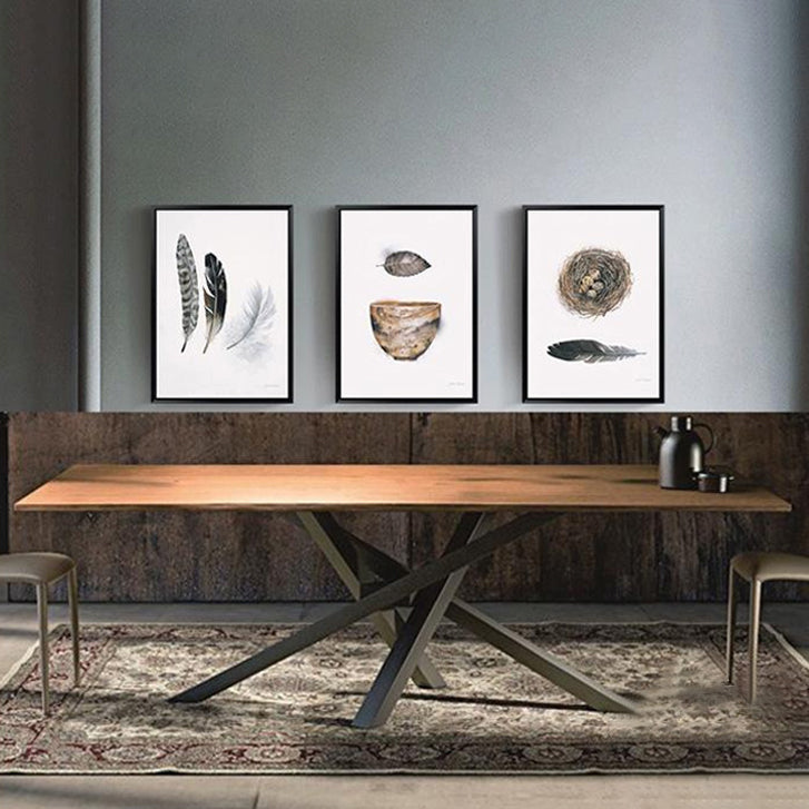 Rectangle Pine Wood Dining Table Industrial Table in Nature with Metal Pedestal Clearhalo ' dining_table' 'Dining Tables & Seating' 'Dining Tables' 'furn' 'furn_dining_table' 'Furniture' 'furniture_dining_table' 'Kitchen & Dining Furniture' 'kitchen&dining_furn' 'kitchen' 'kitchen_dining_table' 4317088