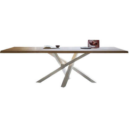 Rectangle Pine Wood Dining Table Industrial Table in Nature with Metal Pedestal White Without Chairs Clearhalo ' dining_table' 'Dining Tables & Seating' 'Dining Tables' 'furn' 'furn_dining_table' 'Furniture' 'furniture_dining_table' 'Kitchen & Dining Furniture' 'kitchen&dining_furn' 'kitchen' 'kitchen_dining_table' 4317091