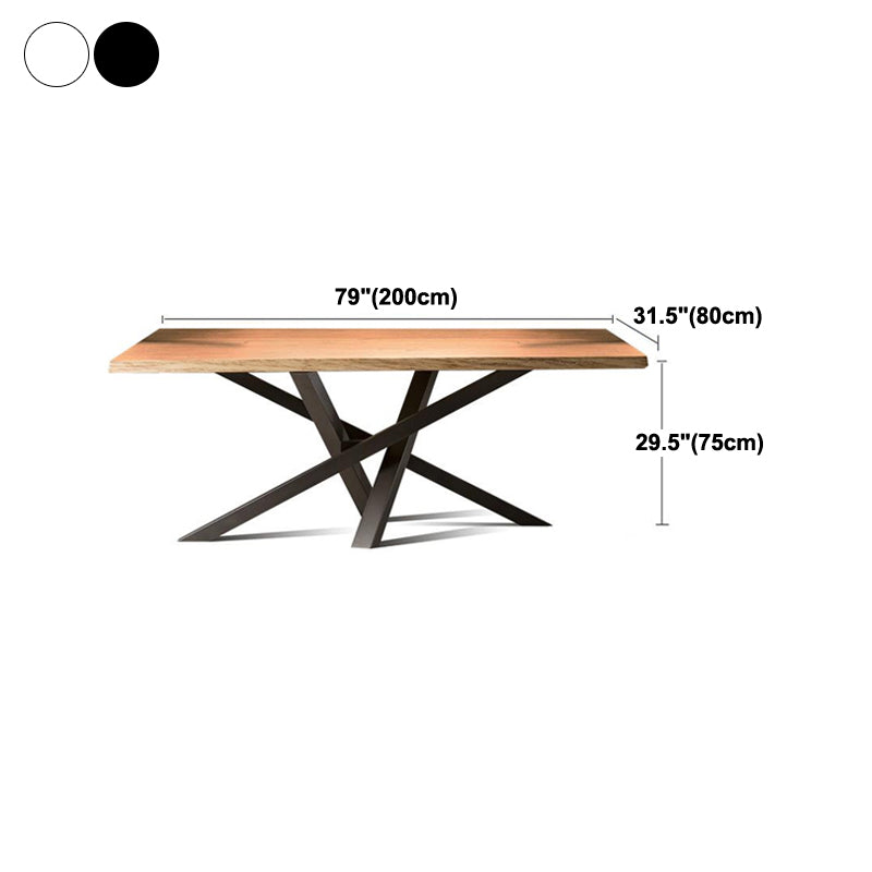 Rectangle Pine Wood Dining Table Industrial Table in Nature with Metal Pedestal Clearhalo ' dining_table' 'Dining Tables & Seating' 'Dining Tables' 'furn' 'furn_dining_table' 'Furniture' 'furniture_dining_table' 'Kitchen & Dining Furniture' 'kitchen&dining_furn' 'kitchen' 'kitchen_dining_table' 4317100