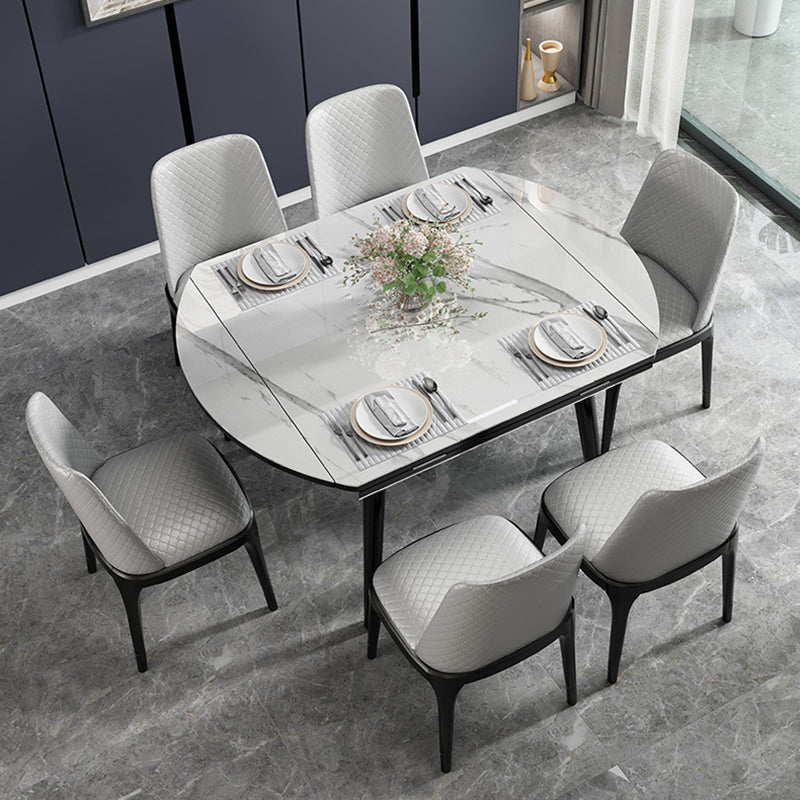 Industrial Style Dining Table Sintered Stone Drop-Leaf Table with 4 Legs Clearhalo ' dining_table' 'Dining Tables & Seating' 'Dining Tables' 'furn' 'furn_dining_table' 'Furniture' 'furniture_dining_table' 'Kitchen & Dining Furniture' 'kitchen&dining_furn' 'kitchen' 'kitchen_dining_table' 4317130