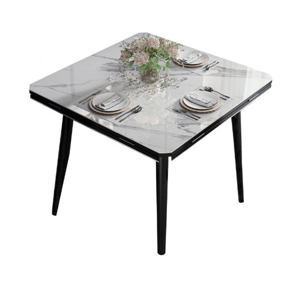 Industrial Style Dining Table Sintered Stone Drop-Leaf Table with 4 Legs Without Chairs Clearhalo ' dining_table' 'Dining Tables & Seating' 'Dining Tables' 'furn' 'furn_dining_table' 'Furniture' 'furniture_dining_table' 'Kitchen & Dining Furniture' 'kitchen&dining_furn' 'kitchen' 'kitchen_dining_table' 4317132