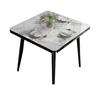 Industrial Style Dining Table Sintered Stone Drop-Leaf Table with 4 Legs Without Chairs Clearhalo ' dining_table' 'Dining Tables & Seating' 'Dining Tables' 'furn' 'furn_dining_table' 'Furniture' 'furniture_dining_table' 'Kitchen & Dining Furniture' 'kitchen&dining_furn' 'kitchen' 'kitchen_dining_table' 4317132