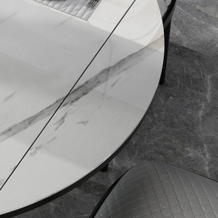 Industrial Style Dining Table Sintered Stone Drop-Leaf Table with 4 Legs Clearhalo ' dining_table' 'Dining Tables & Seating' 'Dining Tables' 'furn' 'furn_dining_table' 'Furniture' 'furniture_dining_table' 'Kitchen & Dining Furniture' 'kitchen&dining_furn' 'kitchen' 'kitchen_dining_table' 4317134