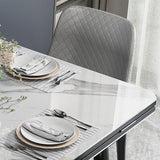 Industrial Style Dining Table Sintered Stone Drop-Leaf Table with 4 Legs Clearhalo ' dining_table' 'Dining Tables & Seating' 'Dining Tables' 'furn' 'furn_dining_table' 'Furniture' 'furniture_dining_table' 'Kitchen & Dining Furniture' 'kitchen&dining_furn' 'kitchen' 'kitchen_dining_table' 4317135