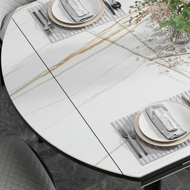 Industrial Style Dining Table Sintered Stone Drop-Leaf Table with 4 Legs Clearhalo ' dining_table' 'Dining Tables & Seating' 'Dining Tables' 'furn' 'furn_dining_table' 'Furniture' 'furniture_dining_table' 'Kitchen & Dining Furniture' 'kitchen&dining_furn' 'kitchen' 'kitchen_dining_table' 4317136