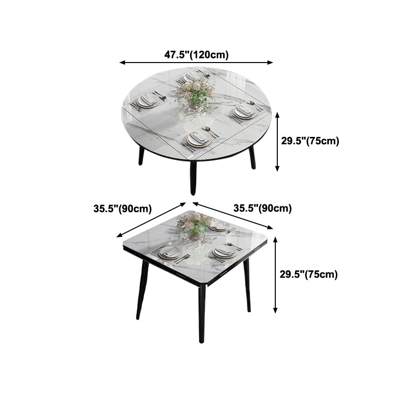 Industrial Style Dining Table Sintered Stone Drop-Leaf Table with 4 Legs Clearhalo ' dining_table' 'Dining Tables & Seating' 'Dining Tables' 'furn' 'furn_dining_table' 'Furniture' 'furniture_dining_table' 'Kitchen & Dining Furniture' 'kitchen&dining_furn' 'kitchen' 'kitchen_dining_table' 4317138