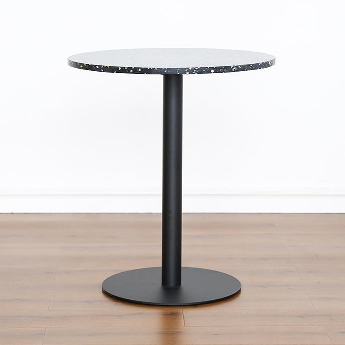 Industrial Style Dining Table Stone Pedestal Dining Site Table for Dining Room Round Black 23.6"L x 23.6"W x 29.1"H Clearhalo ' dining_table' 'Dining Tables & Seating' 'Dining Tables' 'furn' 'furn_dining_table' 'Furniture' 'furniture_dining_table' 'Kitchen & Dining Furniture' 'kitchen&dining_furn' 'kitchen' 'kitchen_dining_table' 4317141