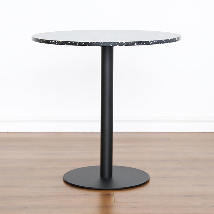 Industrial Style Dining Table Stone Pedestal Dining Site Table for Dining Room Round Black 27.6"L x 27.6"W x 29.1"H Clearhalo ' dining_table' 'Dining Tables & Seating' 'Dining Tables' 'furn' 'furn_dining_table' 'Furniture' 'furniture_dining_table' 'Kitchen & Dining Furniture' 'kitchen&dining_furn' 'kitchen' 'kitchen_dining_table' 4317142