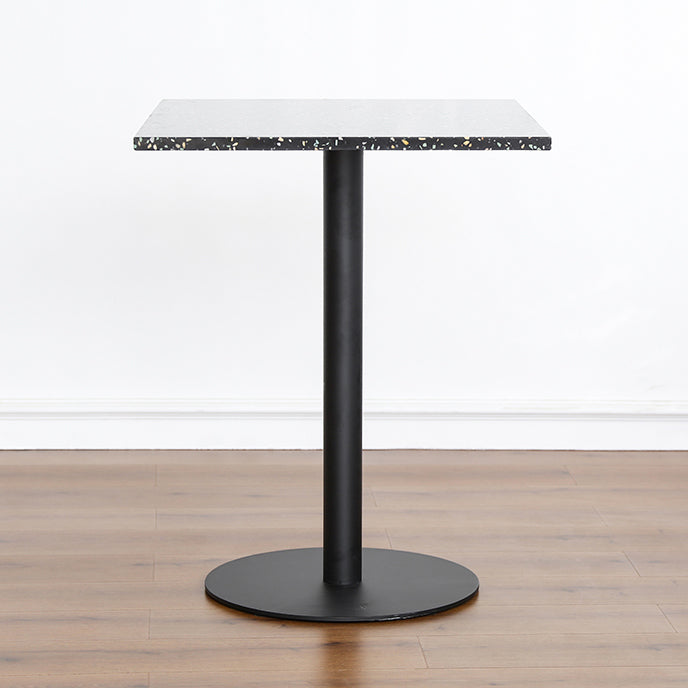 Industrial Style Dining Table Stone Pedestal Dining Site Table for Dining Room Square Black 23.6"L x 23.6"W x 29.1"H Clearhalo ' dining_table' 'Dining Tables & Seating' 'Dining Tables' 'furn' 'furn_dining_table' 'Furniture' 'furniture_dining_table' 'Kitchen & Dining Furniture' 'kitchen&dining_furn' 'kitchen' 'kitchen_dining_table' 4317145