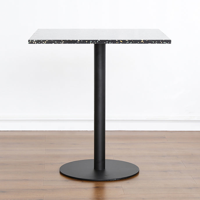 Industrial Style Dining Table Stone Pedestal Dining Site Table for Dining Room Square Black 27.6"L x 27.6"W x 29.1"H Clearhalo ' dining_table' 'Dining Tables & Seating' 'Dining Tables' 'furn' 'furn_dining_table' 'Furniture' 'furniture_dining_table' 'Kitchen & Dining Furniture' 'kitchen&dining_furn' 'kitchen' 'kitchen_dining_table' 4317146