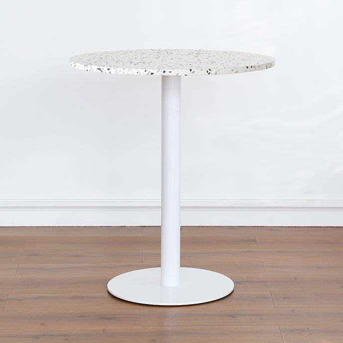 Industrial Style Dining Table Stone Pedestal Dining Site Table for Dining Room Round White 23.6"L x 23.6"W x 29.1"H Clearhalo ' dining_table' 'Dining Tables & Seating' 'Dining Tables' 'furn' 'furn_dining_table' 'Furniture' 'furniture_dining_table' 'Kitchen & Dining Furniture' 'kitchen&dining_furn' 'kitchen' 'kitchen_dining_table' 4317148