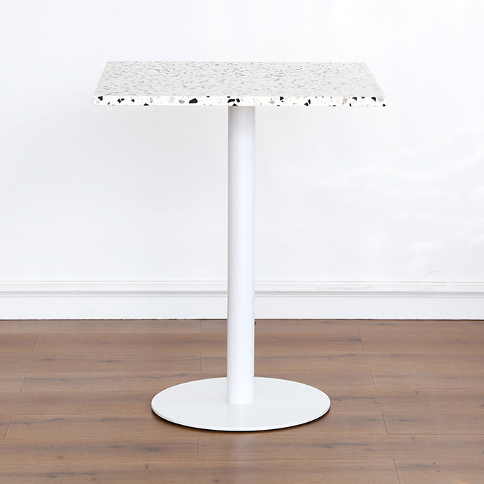 Industrial Style Dining Table Stone Pedestal Dining Site Table for Dining Room Square White 23.6"L x 23.6"W x 29.1"H Clearhalo ' dining_table' 'Dining Tables & Seating' 'Dining Tables' 'furn' 'furn_dining_table' 'Furniture' 'furniture_dining_table' 'Kitchen & Dining Furniture' 'kitchen&dining_furn' 'kitchen' 'kitchen_dining_table' 4317152