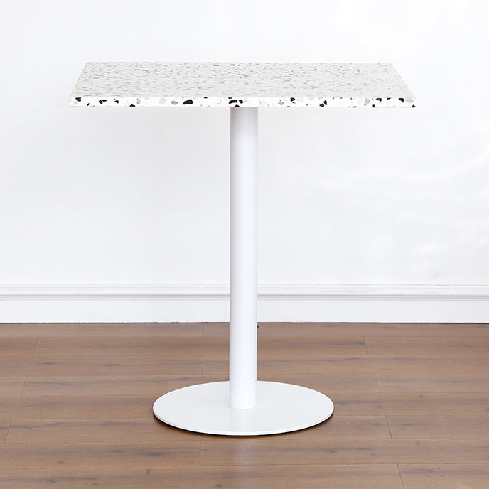 Industrial Style Dining Table Stone Pedestal Dining Site Table for Dining Room Square White 27.6"L x 27.6"W x 29.1"H Clearhalo ' dining_table' 'Dining Tables & Seating' 'Dining Tables' 'furn' 'furn_dining_table' 'Furniture' 'furniture_dining_table' 'Kitchen & Dining Furniture' 'kitchen&dining_furn' 'kitchen' 'kitchen_dining_table' 4317154