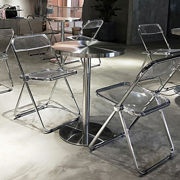 Industrial Style Dining Table Stainless Steel Dining Site Table for Home Clearhalo ' dining_table' 'Dining Tables & Seating' 'Dining Tables' 'furn' 'furn_dining_table' 'Furniture' 'furniture_dining_table' 'Kitchen & Dining Furniture' 'kitchen&dining_furn' 'kitchen' 'kitchen_dining_table' 4317267