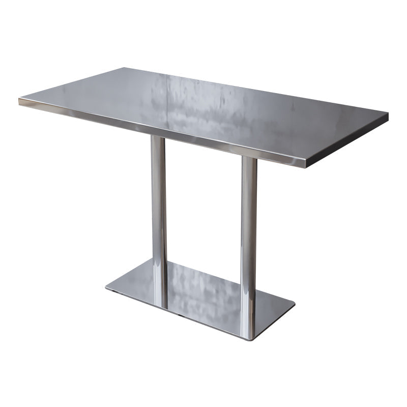 Industrial Style Dining Table Stainless Steel Dining Site Table for Home Rectangle 47.2"L x 23.6"W x 29.5"H Without Chairs Clearhalo ' dining_table' 'Dining Tables & Seating' 'Dining Tables' 'furn' 'furn_dining_table' 'Furniture' 'furniture_dining_table' 'Kitchen & Dining Furniture' 'kitchen&dining_furn' 'kitchen' 'kitchen_dining_table' 4317273