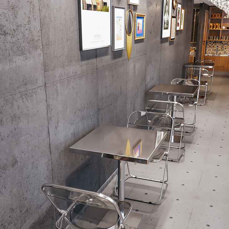 Industrial Style Dining Table Stainless Steel Dining Site Table for Home Clearhalo ' dining_table' 'Dining Tables & Seating' 'Dining Tables' 'furn' 'furn_dining_table' 'Furniture' 'furniture_dining_table' 'Kitchen & Dining Furniture' 'kitchen&dining_furn' 'kitchen' 'kitchen_dining_table' 4317274