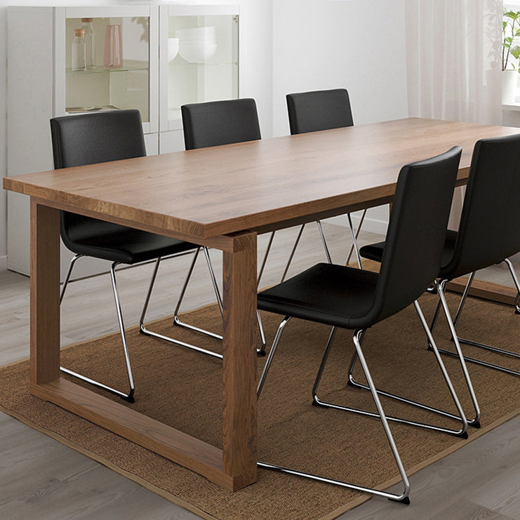Rectangle Wood Dining Table Modern Pine Table in Brown with Double Pedestal Clearhalo ' dining_table' 'Dining Tables & Seating' 'Dining Tables' 'furn' 'furn_dining_table' 'Furniture' 'furniture_dining_table' 'Kitchen & Dining Furniture' 'kitchen&dining_furn' 'kitchen' 'kitchen_dining_table' 4317304