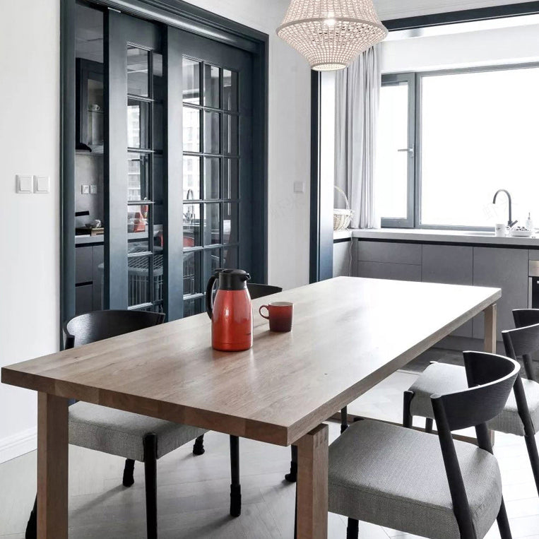 Rectangle Wood Dining Table Modern Pine Table in Brown with Double Pedestal Clearhalo ' dining_table' 'Dining Tables & Seating' 'Dining Tables' 'furn' 'furn_dining_table' 'Furniture' 'furniture_dining_table' 'Kitchen & Dining Furniture' 'kitchen&dining_furn' 'kitchen' 'kitchen_dining_table' 4317305