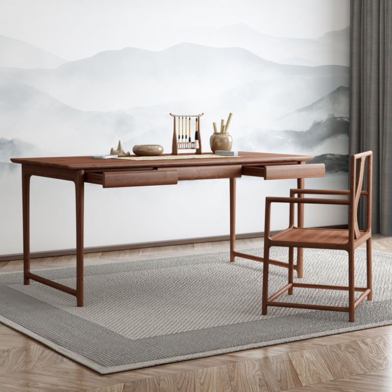 Industrial Ash Wood Dining Table Brown Rectangle Table with Double Pedestal Clearhalo ' dining_table' 'Dining Tables & Seating' 'Dining Tables' 'furn' 'furn_dining_table' 'Furniture' 'furniture_dining_table' 'Kitchen & Dining Furniture' 'kitchen&dining_furn' 'kitchen' 'kitchen_dining_table' 4317410
