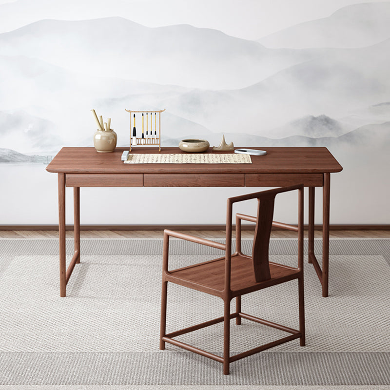 Industrial Ash Wood Dining Table Brown Rectangle Table with Double Pedestal Clearhalo ' dining_table' 'Dining Tables & Seating' 'Dining Tables' 'furn' 'furn_dining_table' 'Furniture' 'furniture_dining_table' 'Kitchen & Dining Furniture' 'kitchen&dining_furn' 'kitchen' 'kitchen_dining_table' 4317411