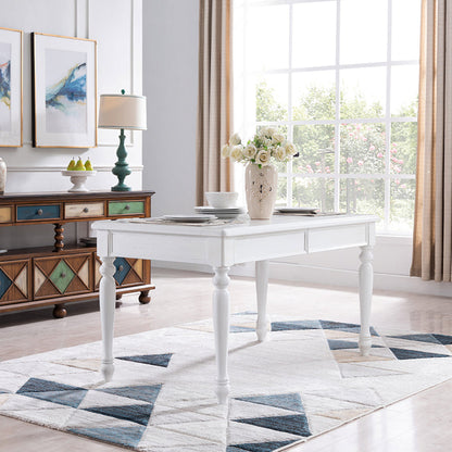 Rubberwood Solid Wood 4-foot Dining Table Midcentury Style Dining Table, 55" x 31.5" x 30" White Without Chairs Clearhalo ' dining_table' 'Dining Tables & Seating' 'Dining Tables' 'furn' 'furn_dining_table' 'Furniture' 'furniture_dining_table' 'Kitchen & Dining Furniture' 'kitchen&dining_furn' 'kitchen' 'kitchen_dining_table' 4317486