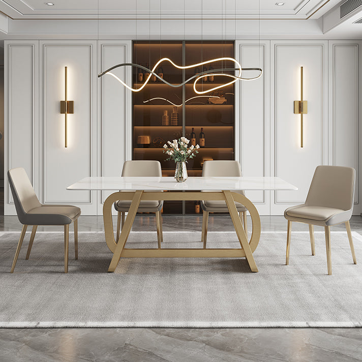 Rectangle Stainless Steel Dining Site Table Luxury Style Dinette Table for Home Clearhalo ' dining_table' 'Dining Tables & Seating' 'Dining Tables' 'furn' 'furn_dining_table' 'Furniture' 'furniture_dining_table' 'Kitchen & Dining Furniture' 'kitchen&dining_furn' 'kitchen' 'kitchen_dining_table' 4317501
