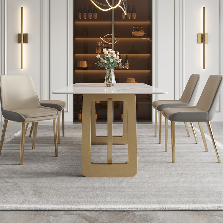 Rectangle Stainless Steel Dining Site Table Luxury Style Dinette Table for Home Clearhalo ' dining_table' 'Dining Tables & Seating' 'Dining Tables' 'furn' 'furn_dining_table' 'Furniture' 'furniture_dining_table' 'Kitchen & Dining Furniture' 'kitchen&dining_furn' 'kitchen' 'kitchen_dining_table' 4317503