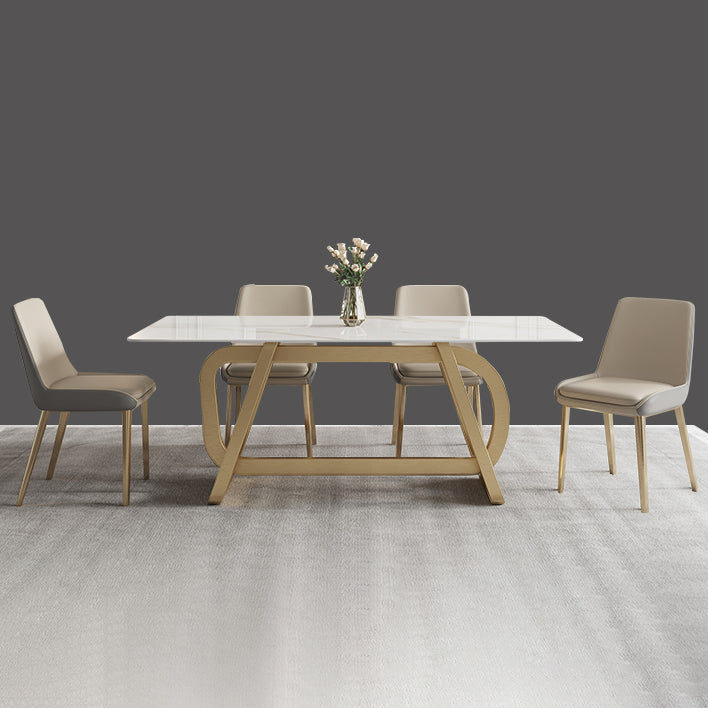 Rectangle Stainless Steel Dining Site Table Luxury Style Dinette Table for Home Clearhalo ' dining_table' 'Dining Tables & Seating' 'Dining Tables' 'furn' 'furn_dining_table' 'Furniture' 'furniture_dining_table' 'Kitchen & Dining Furniture' 'kitchen&dining_furn' 'kitchen' 'kitchen_dining_table' 4317504