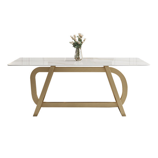 Rectangle Stainless Steel Dining Site Table Luxury Style Dinette Table for Home Without Chairs Clearhalo ' dining_table' 'Dining Tables & Seating' 'Dining Tables' 'furn' 'furn_dining_table' 'Furniture' 'furniture_dining_table' 'Kitchen & Dining Furniture' 'kitchen&dining_furn' 'kitchen' 'kitchen_dining_table' 4317505
