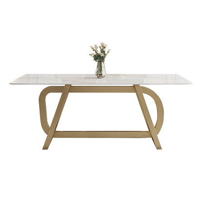 Rectangle Stainless Steel Dining Site Table Luxury Style Dinette Table for Home Without Chairs Clearhalo ' dining_table' 'Dining Tables & Seating' 'Dining Tables' 'furn' 'furn_dining_table' 'Furniture' 'furniture_dining_table' 'Kitchen & Dining Furniture' 'kitchen&dining_furn' 'kitchen' 'kitchen_dining_table' 4317505