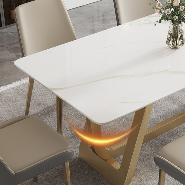 Rectangle Stainless Steel Dining Site Table Luxury Style Dinette Table for Home Clearhalo ' dining_table' 'Dining Tables & Seating' 'Dining Tables' 'furn' 'furn_dining_table' 'Furniture' 'furniture_dining_table' 'Kitchen & Dining Furniture' 'kitchen&dining_furn' 'kitchen' 'kitchen_dining_table' 4317506