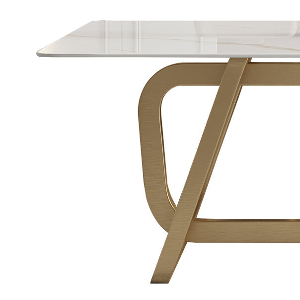 Rectangle Stainless Steel Dining Site Table Luxury Style Dinette Table for Home Clearhalo ' dining_table' 'Dining Tables & Seating' 'Dining Tables' 'furn' 'furn_dining_table' 'Furniture' 'furniture_dining_table' 'Kitchen & Dining Furniture' 'kitchen&dining_furn' 'kitchen' 'kitchen_dining_table' 4317507