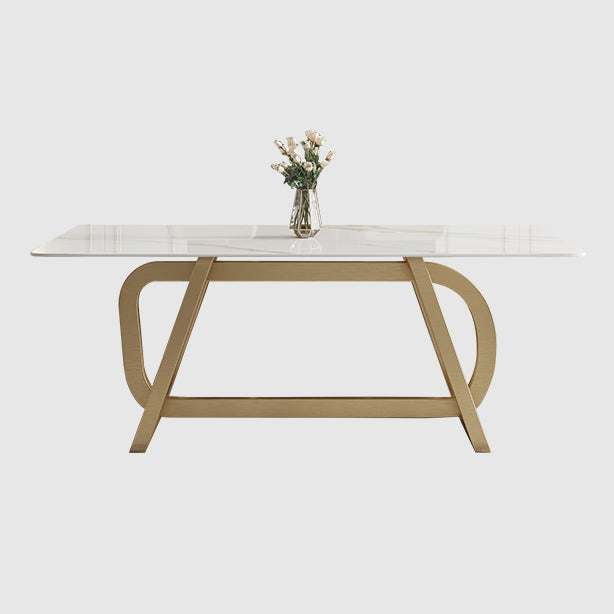 Rectangle Stainless Steel Dining Site Table Luxury Style Dinette Table for Home Clearhalo ' dining_table' 'Dining Tables & Seating' 'Dining Tables' 'furn' 'furn_dining_table' 'Furniture' 'furniture_dining_table' 'Kitchen & Dining Furniture' 'kitchen&dining_furn' 'kitchen' 'kitchen_dining_table' 4317508