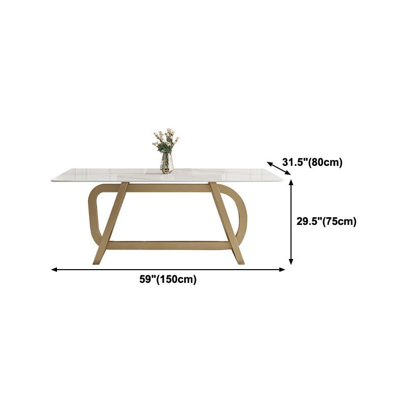 Rectangle Stainless Steel Dining Site Table Luxury Style Dinette Table for Home Clearhalo ' dining_table' 'Dining Tables & Seating' 'Dining Tables' 'furn' 'furn_dining_table' 'Furniture' 'furniture_dining_table' 'Kitchen & Dining Furniture' 'kitchen&dining_furn' 'kitchen' 'kitchen_dining_table' 4317510