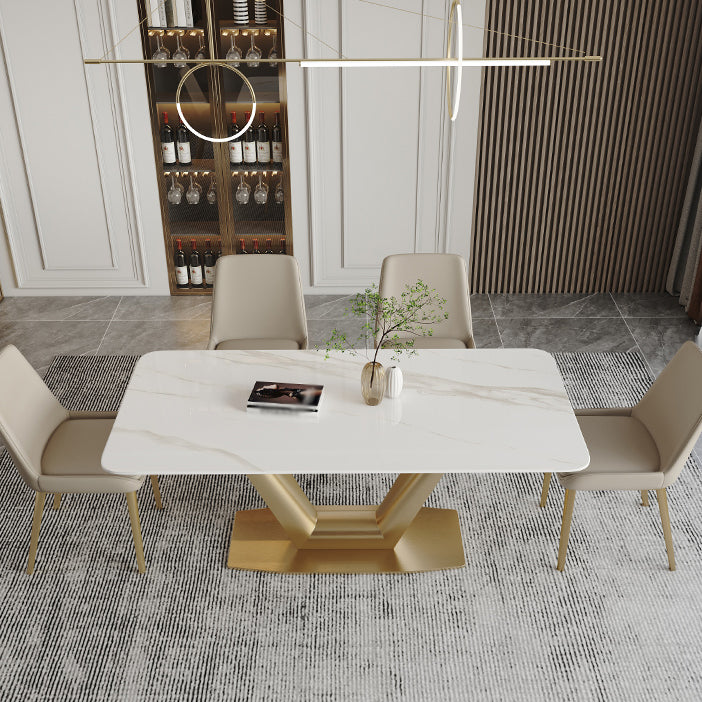 Traditional Luxury Rectangle Dining Site Table Stainless Steel Dinette Table Clearhalo ' dining_table' 'Dining Tables & Seating' 'Dining Tables' 'furn' 'furn_dining_table' 'Furniture' 'furniture_dining_table' 'Kitchen & Dining Furniture' 'kitchen&dining_furn' 'kitchen' 'kitchen_dining_table' 4317513