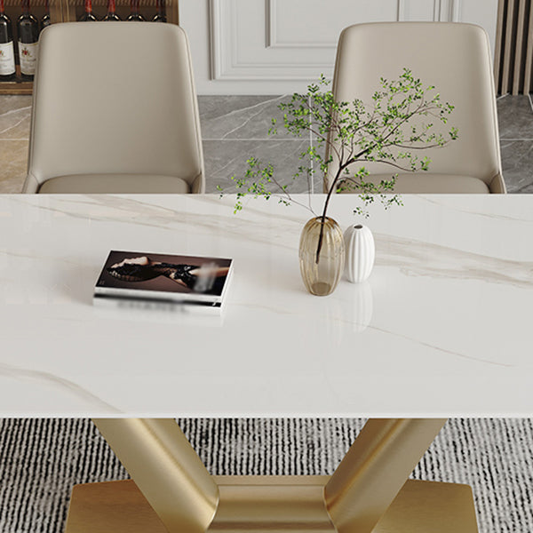 Traditional Luxury Rectangle Dining Site Table Stainless Steel Dinette Table Clearhalo ' dining_table' 'Dining Tables & Seating' 'Dining Tables' 'furn' 'furn_dining_table' 'Furniture' 'furniture_dining_table' 'Kitchen & Dining Furniture' 'kitchen&dining_furn' 'kitchen' 'kitchen_dining_table' 4317515