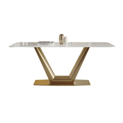 Traditional Luxury Rectangle Dining Site Table Stainless Steel Dinette Table Without Chairs Clearhalo ' dining_table' 'Dining Tables & Seating' 'Dining Tables' 'furn' 'furn_dining_table' 'Furniture' 'furniture_dining_table' 'Kitchen & Dining Furniture' 'kitchen&dining_furn' 'kitchen' 'kitchen_dining_table' 4317516
