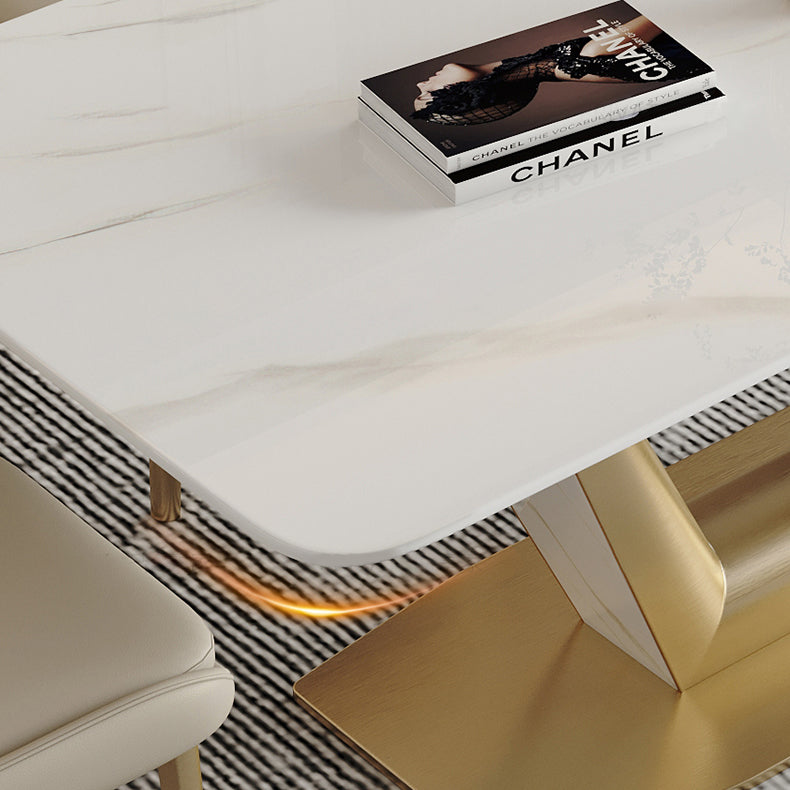 Traditional Luxury Rectangle Dining Site Table Stainless Steel Dinette Table Clearhalo ' dining_table' 'Dining Tables & Seating' 'Dining Tables' 'furn' 'furn_dining_table' 'Furniture' 'furniture_dining_table' 'Kitchen & Dining Furniture' 'kitchen&dining_furn' 'kitchen' 'kitchen_dining_table' 4317517