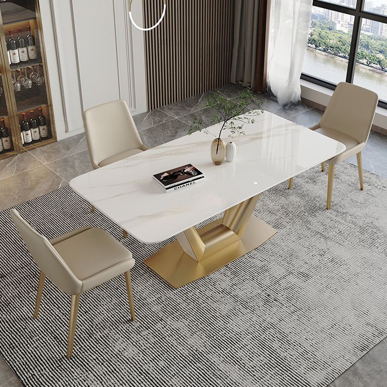 Traditional Luxury Rectangle Dining Site Table Stainless Steel Dinette Table Clearhalo ' dining_table' 'Dining Tables & Seating' 'Dining Tables' 'furn' 'furn_dining_table' 'Furniture' 'furniture_dining_table' 'Kitchen & Dining Furniture' 'kitchen&dining_furn' 'kitchen' 'kitchen_dining_table' 4317520