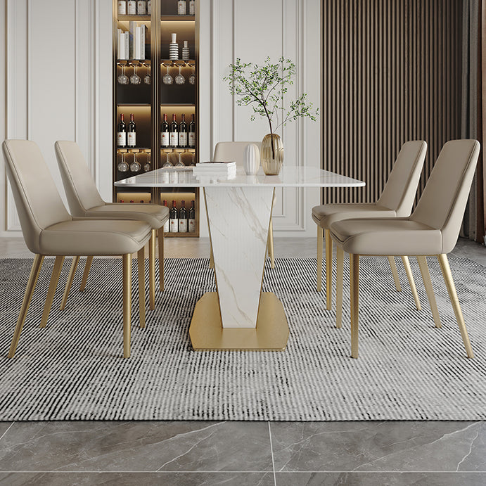 Traditional Luxury Rectangle Dining Site Table Stainless Steel Dinette Table Clearhalo ' dining_table' 'Dining Tables & Seating' 'Dining Tables' 'furn' 'furn_dining_table' 'Furniture' 'furniture_dining_table' 'Kitchen & Dining Furniture' 'kitchen&dining_furn' 'kitchen' 'kitchen_dining_table' 4317521