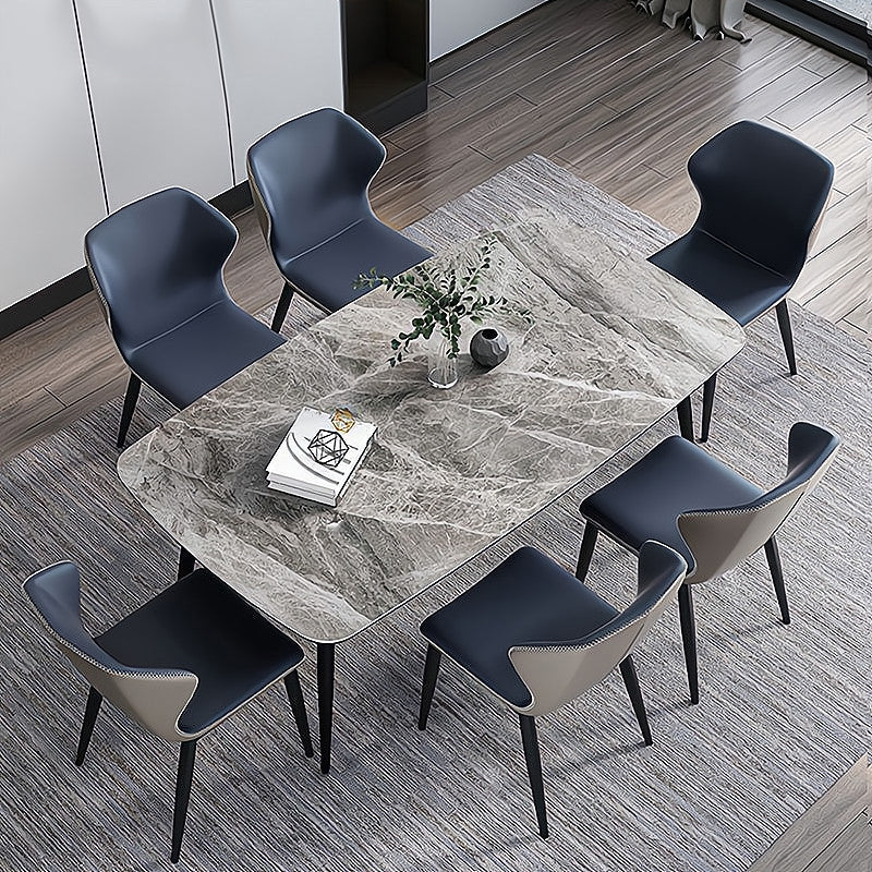Sintered Stone Dining Table Industrial Style Black 4 Legs Base Rectangle Table for Dining Room Clearhalo ' dining_table' 'Dining Tables & Seating' 'Dining Tables' 'furn' 'furn_dining_table' 'Furniture' 'furniture_dining_table' 'Kitchen & Dining Furniture' 'kitchen&dining_furn' 'kitchen' 'kitchen_dining_table' 4317524