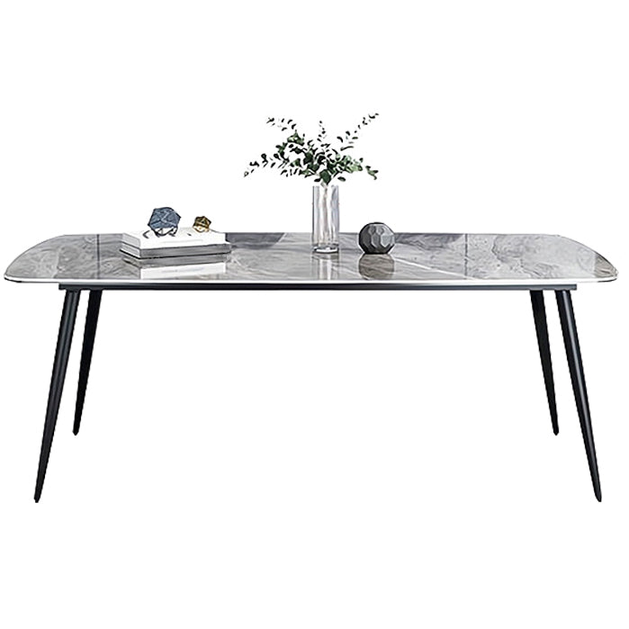 Sintered Stone Dining Table Industrial Style Black 4 Legs Base Rectangle Table for Dining Room Without Chairs Clearhalo ' dining_table' 'Dining Tables & Seating' 'Dining Tables' 'furn' 'furn_dining_table' 'Furniture' 'furniture_dining_table' 'Kitchen & Dining Furniture' 'kitchen&dining_furn' 'kitchen' 'kitchen_dining_table' 4317528