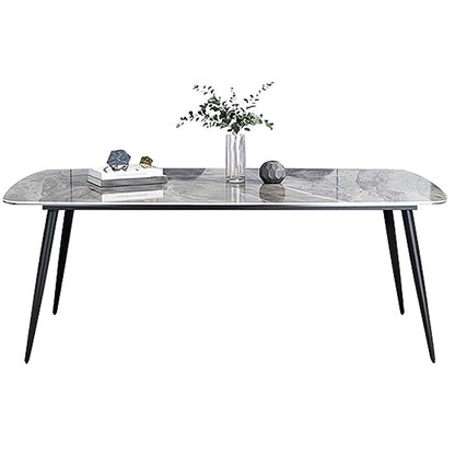 Sintered Stone Dining Table Industrial Style Black 4 Legs Base Rectangle Table for Dining Room Without Chairs Clearhalo ' dining_table' 'Dining Tables & Seating' 'Dining Tables' 'furn' 'furn_dining_table' 'Furniture' 'furniture_dining_table' 'Kitchen & Dining Furniture' 'kitchen&dining_furn' 'kitchen' 'kitchen_dining_table' 4317528